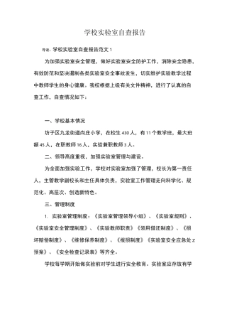 学校实验室自查报告