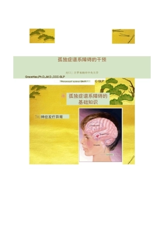 孤独症谱系障碍的干预.