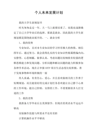 个人未来发展计划