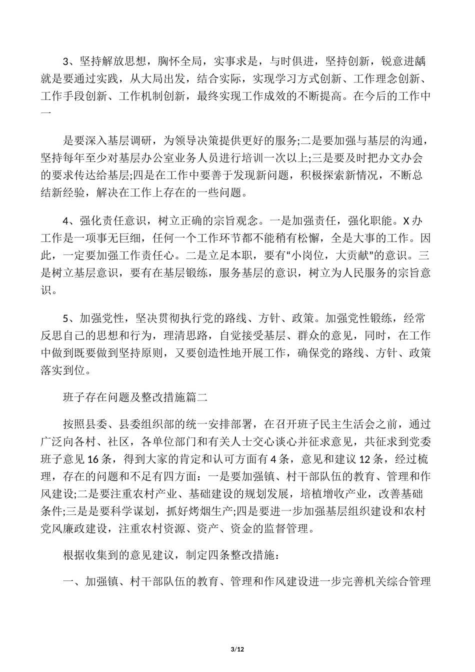 班子存在问题及整改措施_第3页