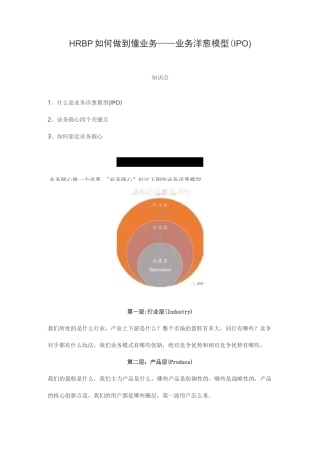 HRBP如何做到懂业务——业务洋葱模型(IPO)