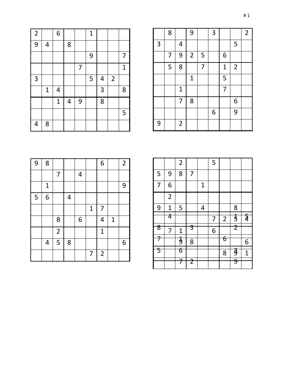 可打印九宫格数独,无答案_第1页