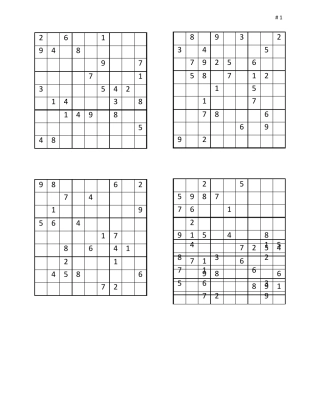 可打印九宫格数独,无答案