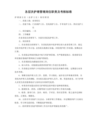 各层次护理管理岗位职责及考核标准文档