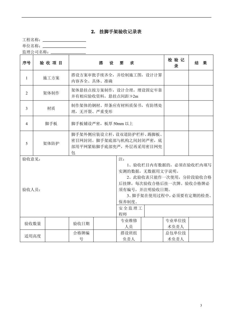 各类脚手架验收记录表_第3页