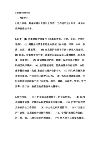 各能级护士管理制度