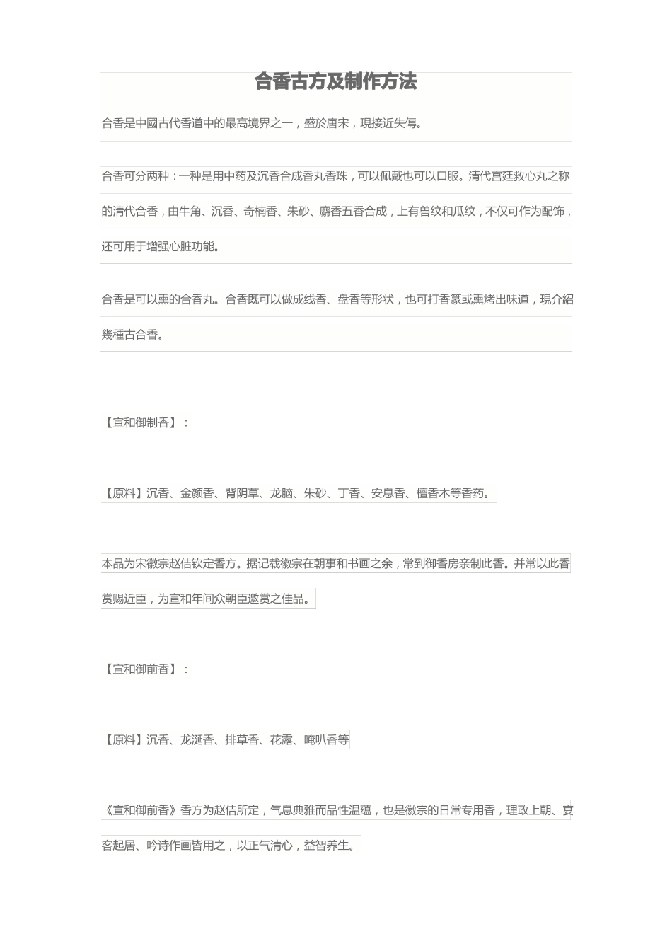 合香古方及制作方法_第1页