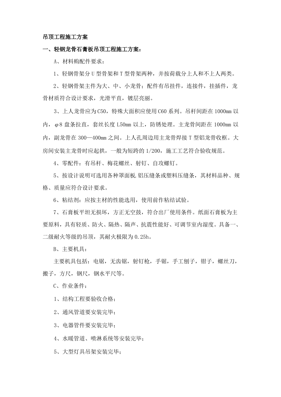 吊顶工程施工方案_第1页