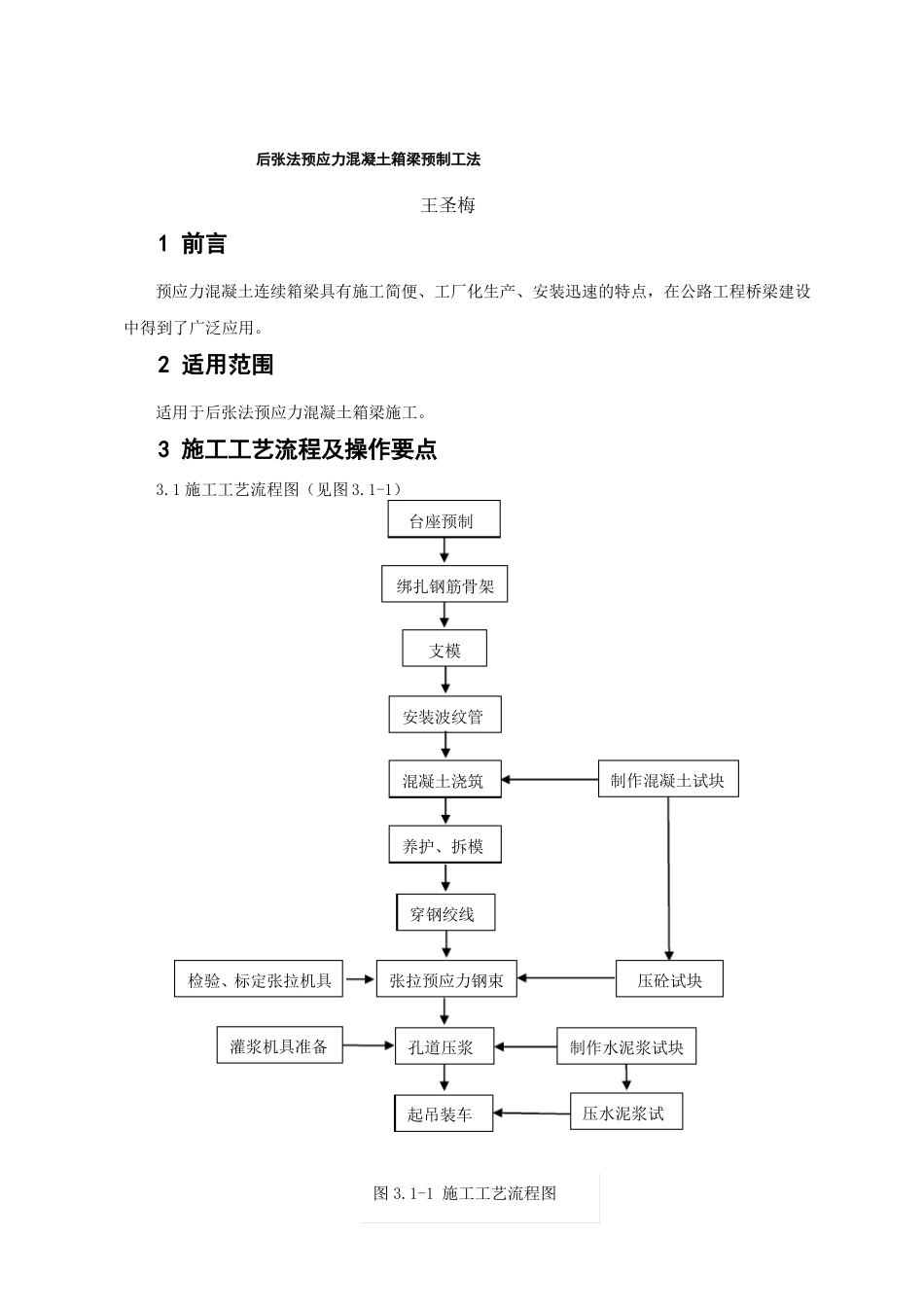 后张法预应力混凝土箱梁预制工法_第1页