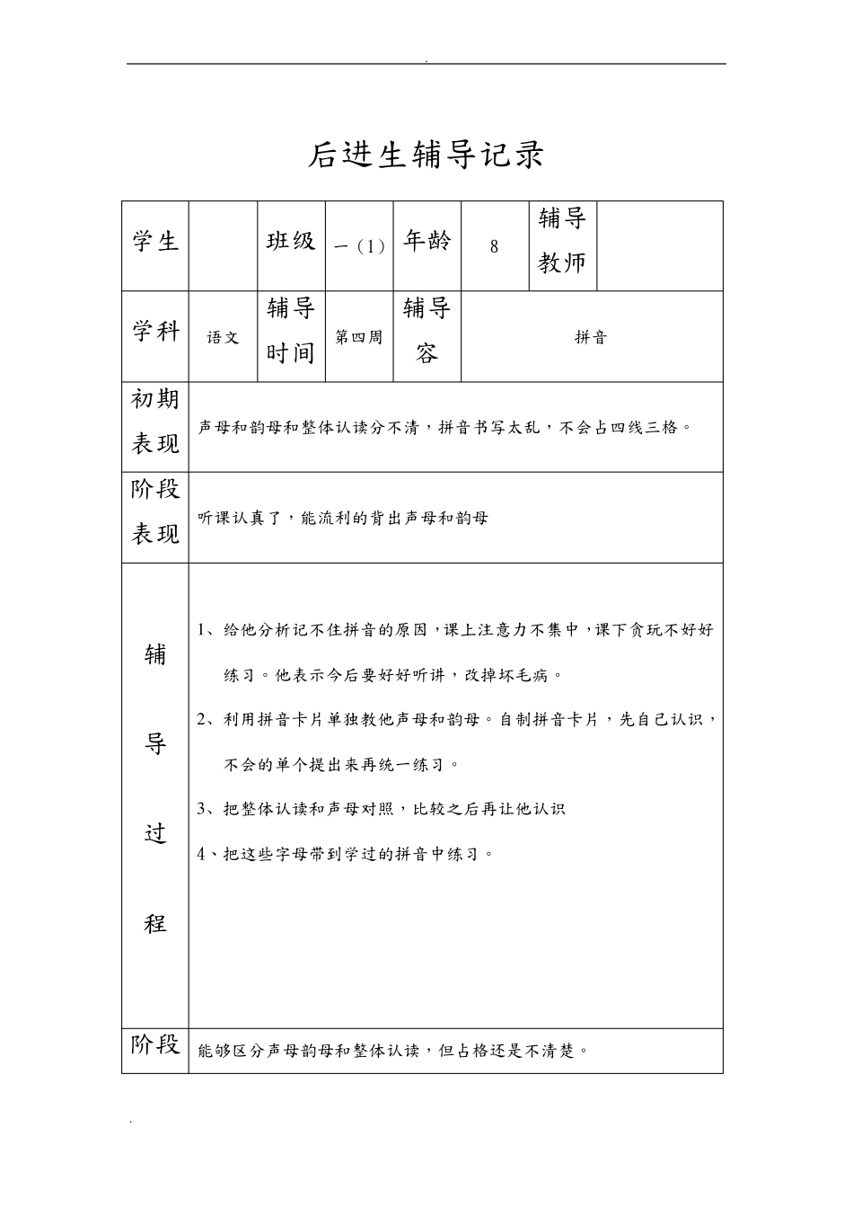 后进生平时辅导记录_第2页
