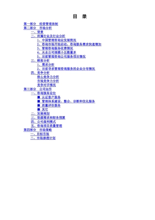 咨询公司创业计划书