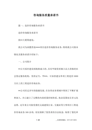 咨询服务质量承诺书