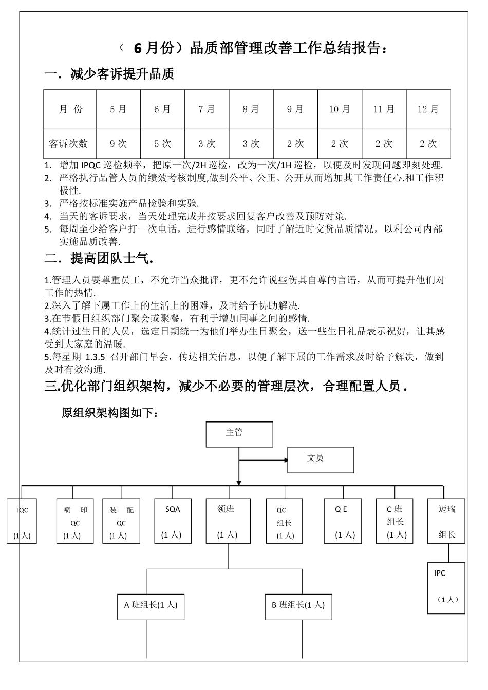 品质部管理改善工作总结报告_第2页