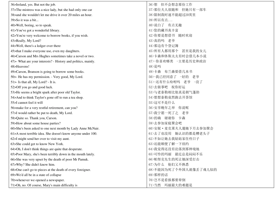 唐顿庄园中英字幕逐行对照第一季第四集_第2页