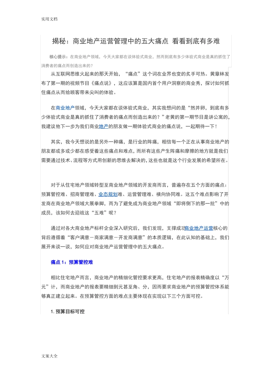 商业地产运营管理系统中地五大痛点_第1页