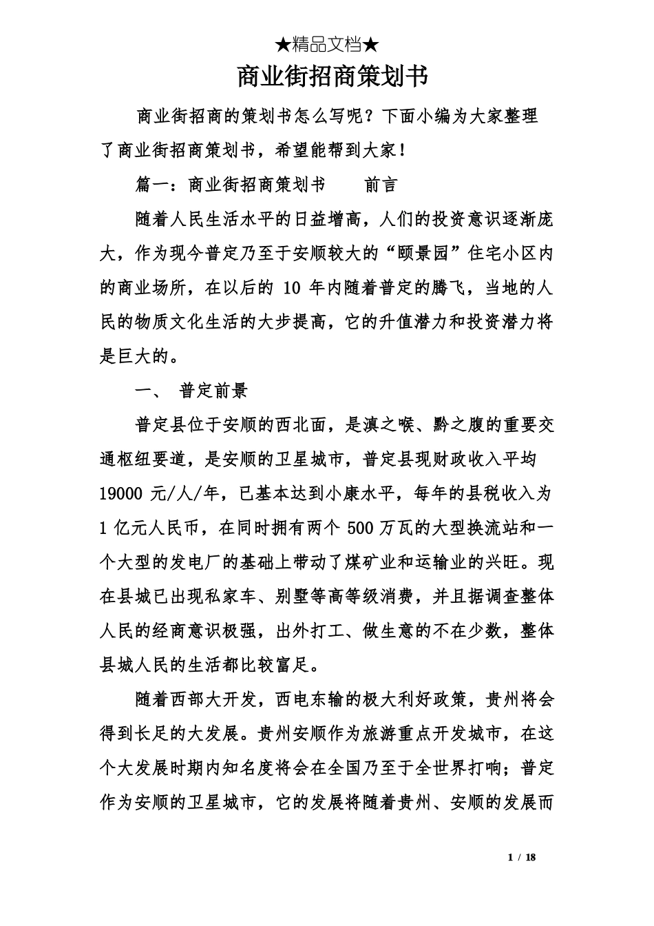 商业街招商策划书_第1页