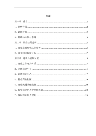 商业项目调研报告框架模板