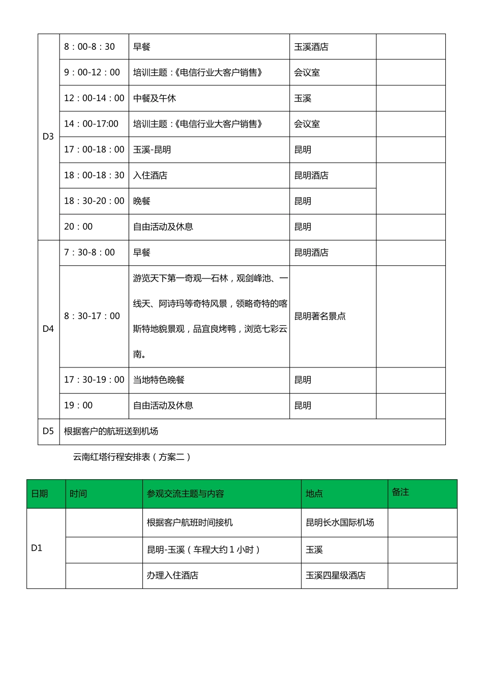 商务考察行程安排表汇总_第2页