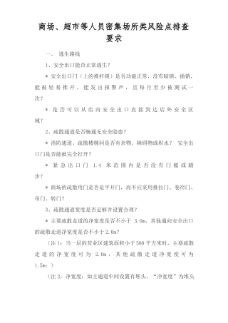 商场商场、超等人员密集场所类风险点排查