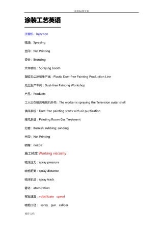 喷涂专业术语英语的