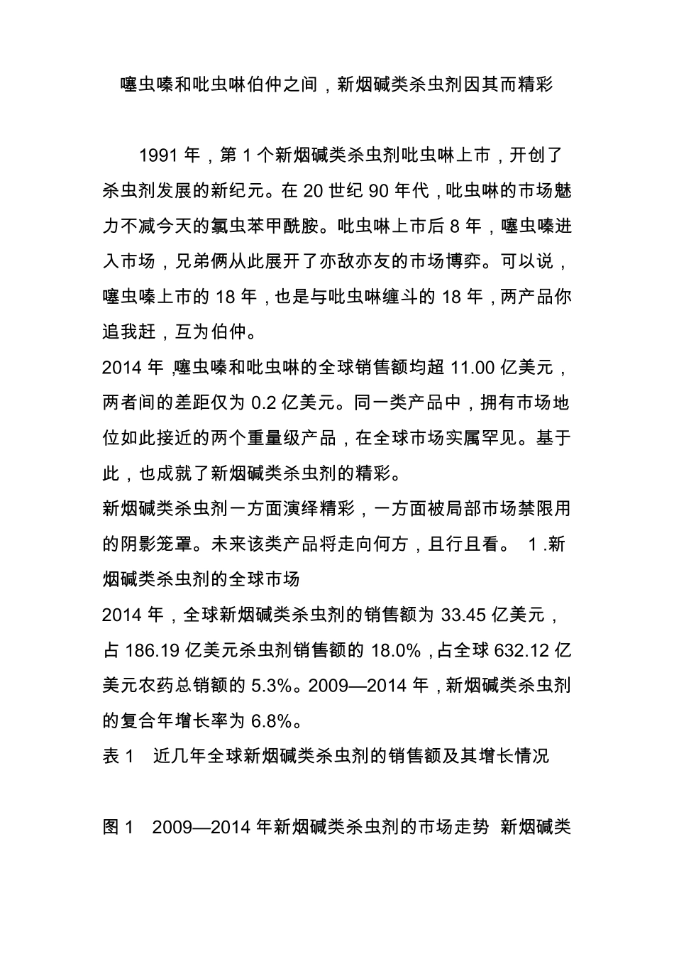 噻虫嗪和吡虫啉伯仲之间,新烟碱类杀虫剂因其而精彩_第1页