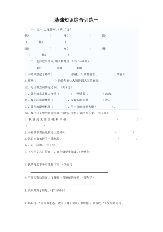 四升五语文基础知识综合训练