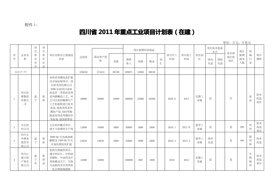 四川年重点工业项目计划_第1页