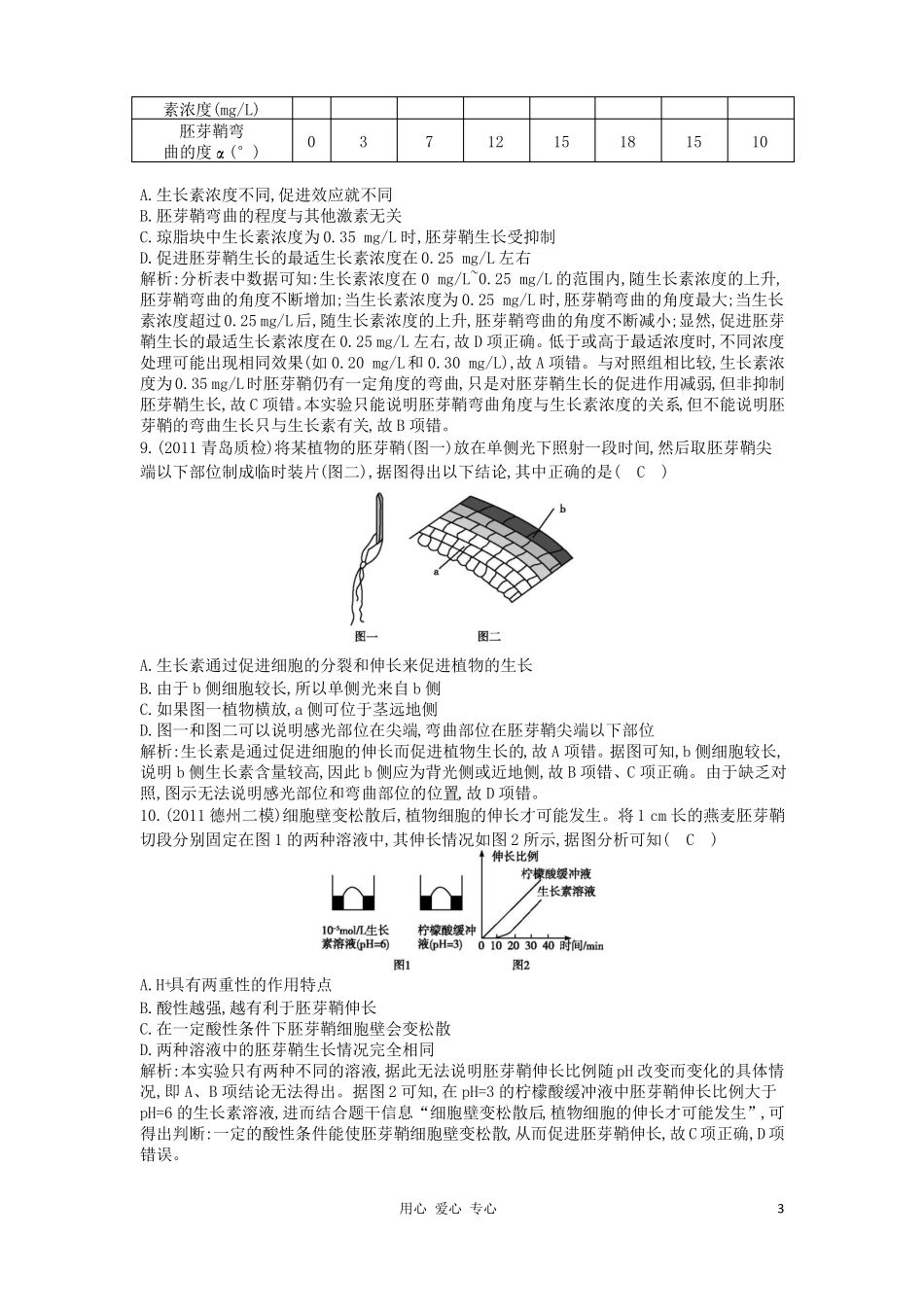 四川成都经济技术开发区高考生物第1、2、3节植物生长素的发现生长素的生理作用其他植物激素课_第3页