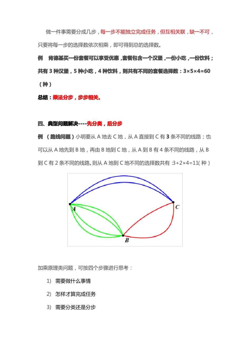 四年级加乘原理进阶主要内容及解题思路_第2页