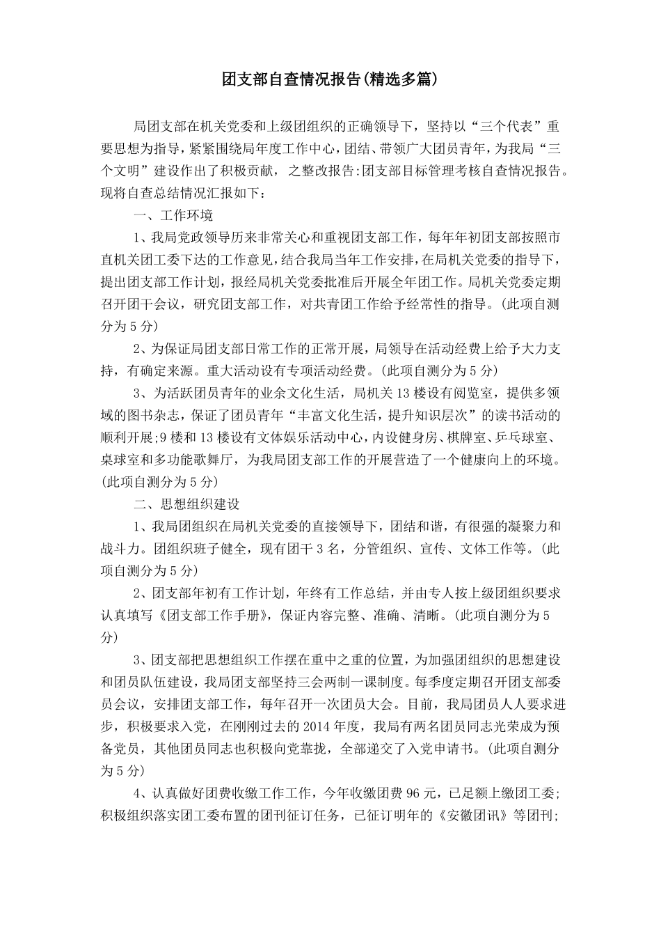 团支部自查情况报告_第1页