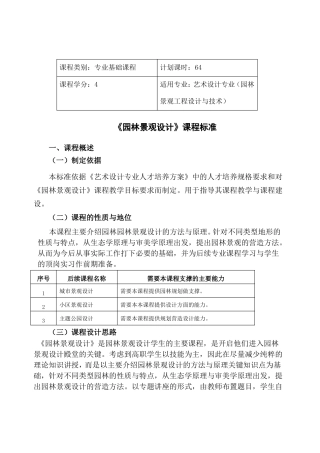 园林景观设计课程标准