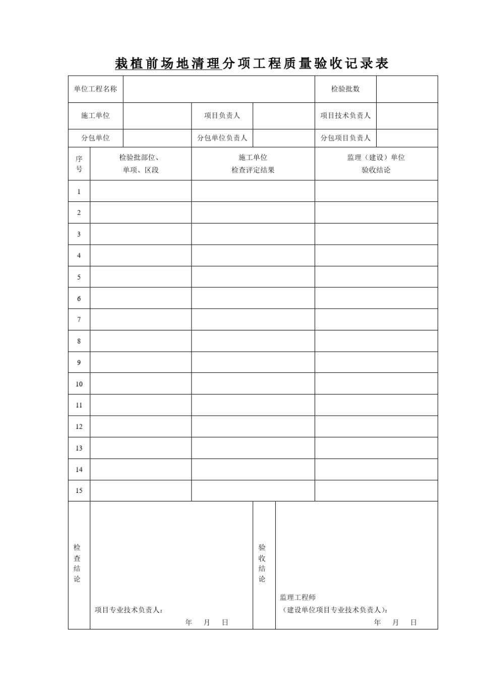 园林绿化工程分项工程质量验收记录表_第2页