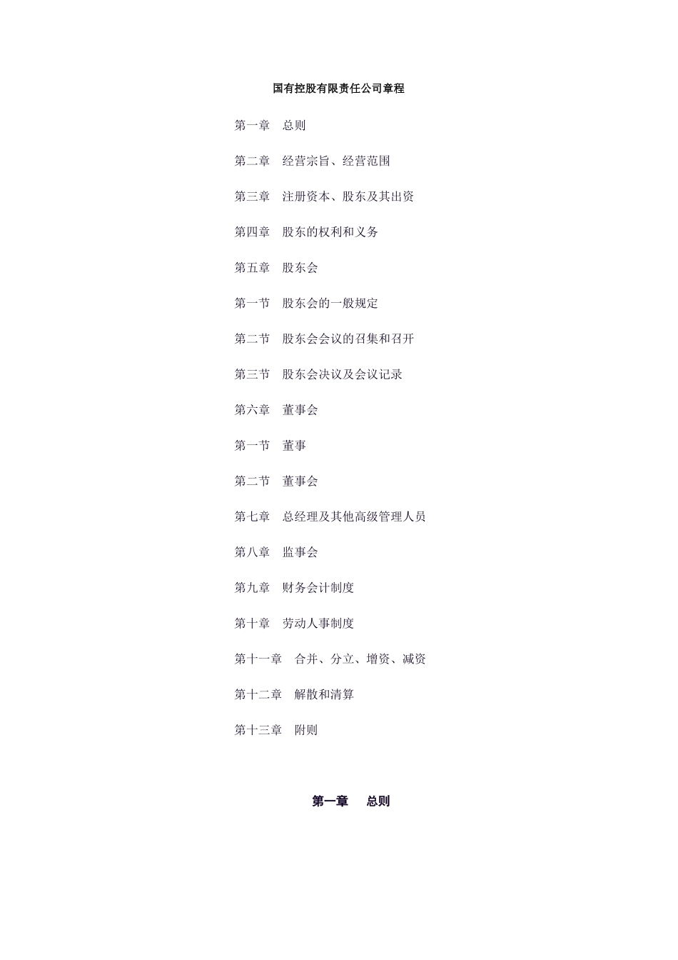 国有控股有限责任公司章程模板_第1页