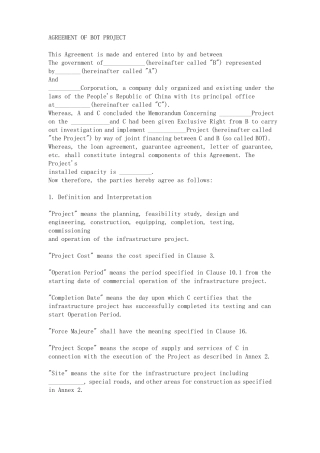 国际BOT合同英文