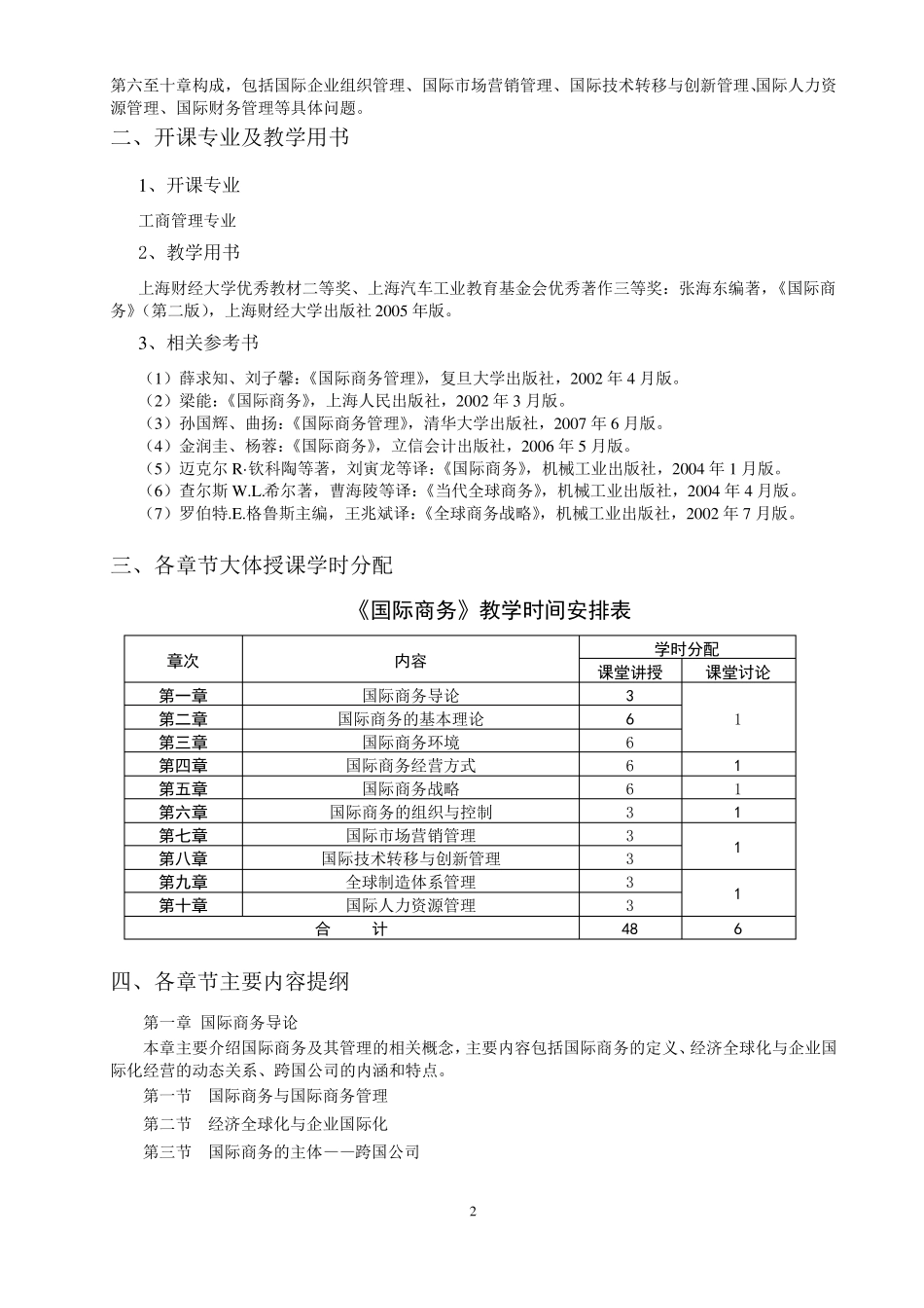 国际商务教学大纲_第2页