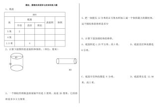 圆柱圆锥的表面积与体积练习题