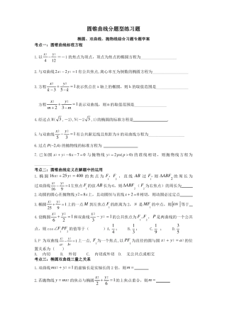 圆锥曲线分题型练习题