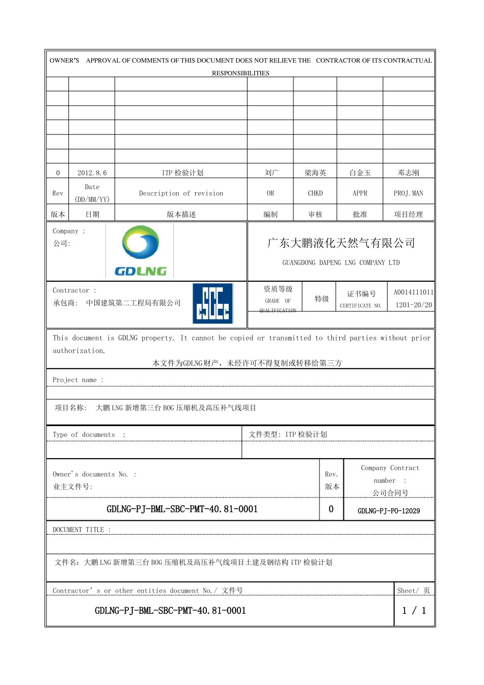 土建及钢结构工程检验试验计划ITP_第1页