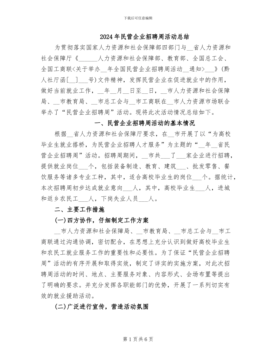 2024年民营企业招聘周活动总结_第1页
