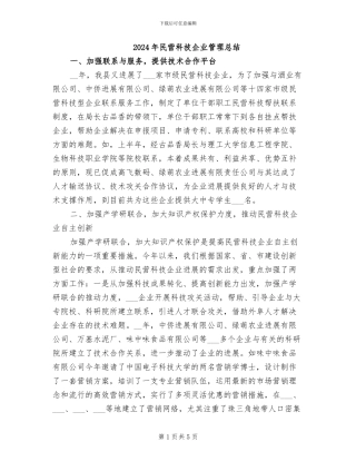 2024年民营科技企业管理总结