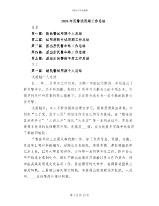 2024年民警试用期工作总结