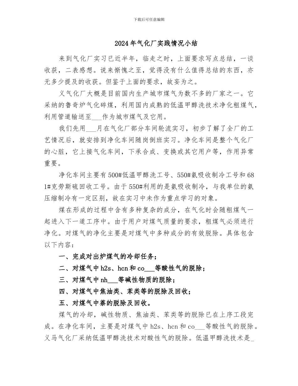 2024年气化厂实践情况小结_第1页