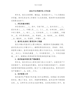 2024年水利凿井队工作总结