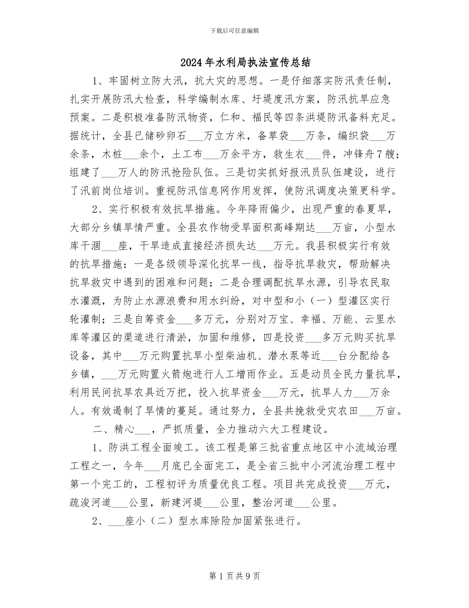 2024年水利局执法宣传总结_第1页