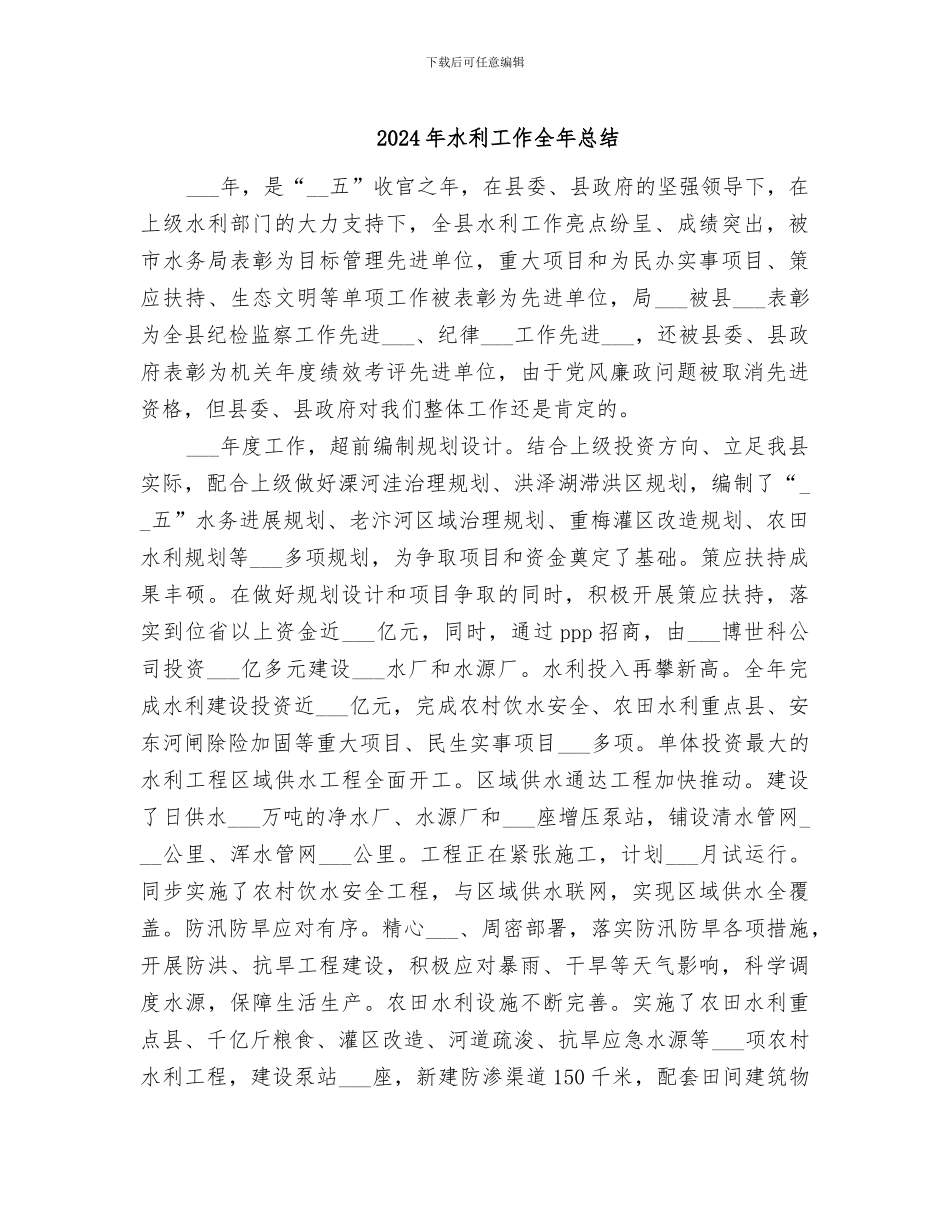 2024年水利工作全年总结_第1页