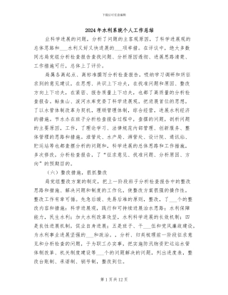 2024年水利系统个人工作总结