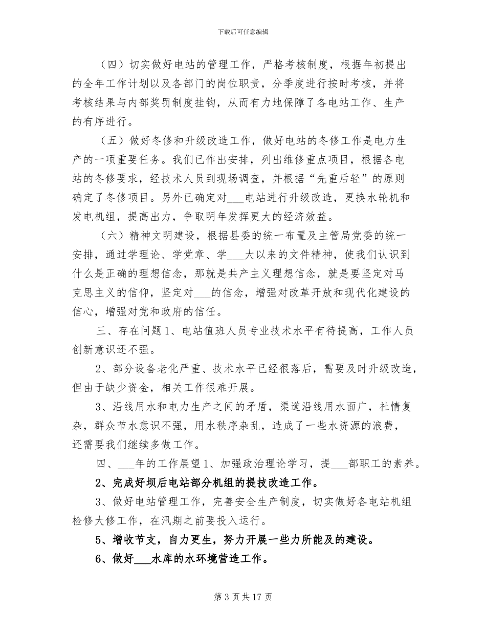 2024年水库发电站工作总结_第3页