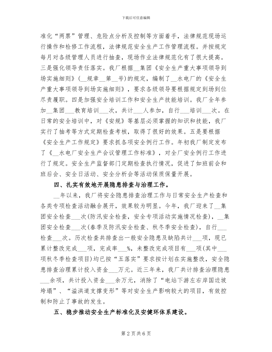 2024年水电厂安全生产工作总结_第2页