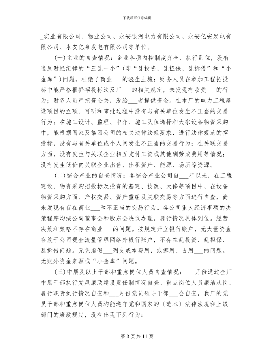 2024年水电厂治理商业贿赂专项工作总结_第3页