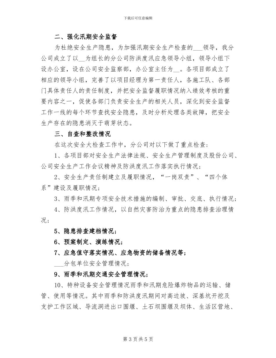 2024年汛期安全生产大检查大整治活动总结_第3页